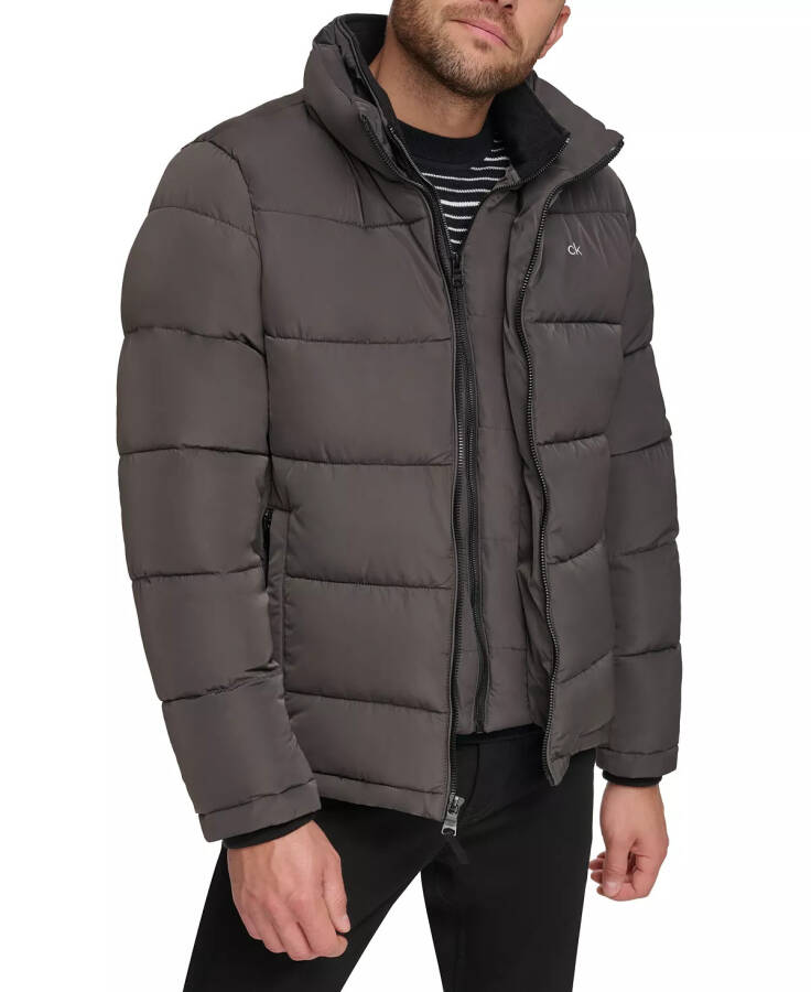 Modazone İçin Oluşturulan, Ayarlanmış Bib Detaylı Erkek Puffer Ceket, Alaşımlı Gri - 1