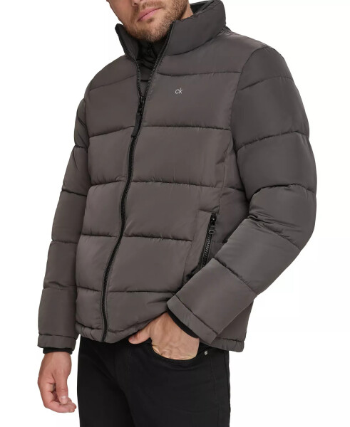 Modazone İçin Oluşturulan, Ayarlanmış Bib Detaylı Erkek Puffer Ceket, Alaşımlı Gri - 5