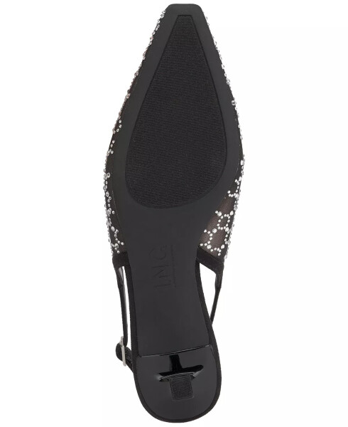 Modazone için Oluşturulmuş, Siyah Bling Örgülü Kadın Gemini Orta Topuklu Slingback Pompalar - 8