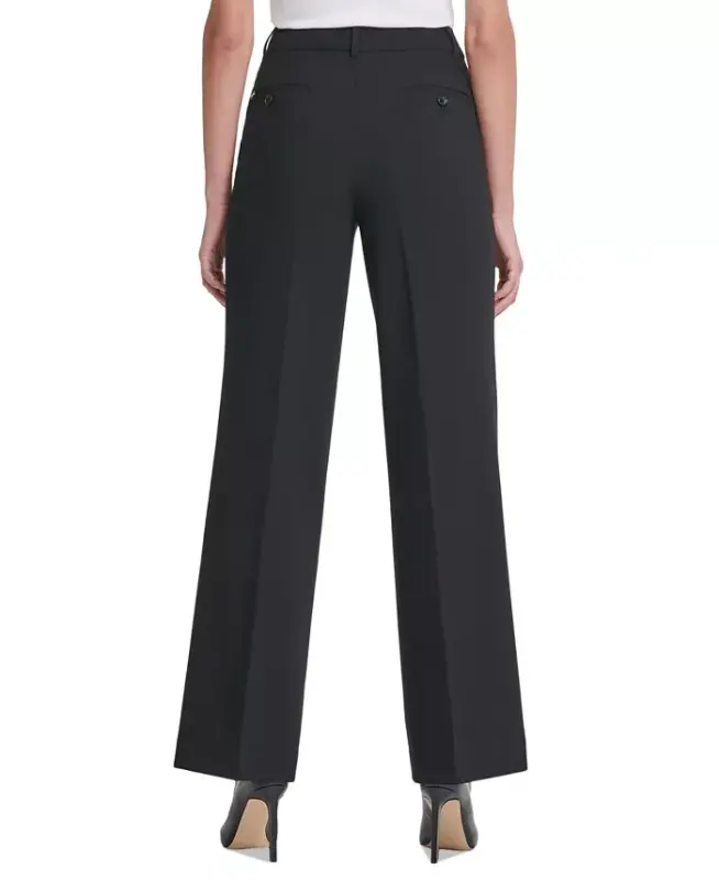 Petite Solid Fixed-Waist Slant-Pocket Wide-Leg Pants, Created for Modazone - Black - 2