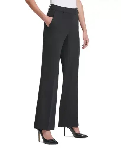Petite Solid Fixed-Waist Slant-Pocket Wide-Leg Pants, Created for Modazone - Black - 3