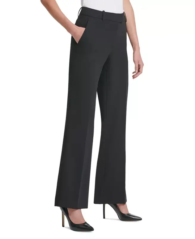 Petite Solid Fixed-Waist Slant-Pocket Wide-Leg Pants, Created for Modazone - Black - 3