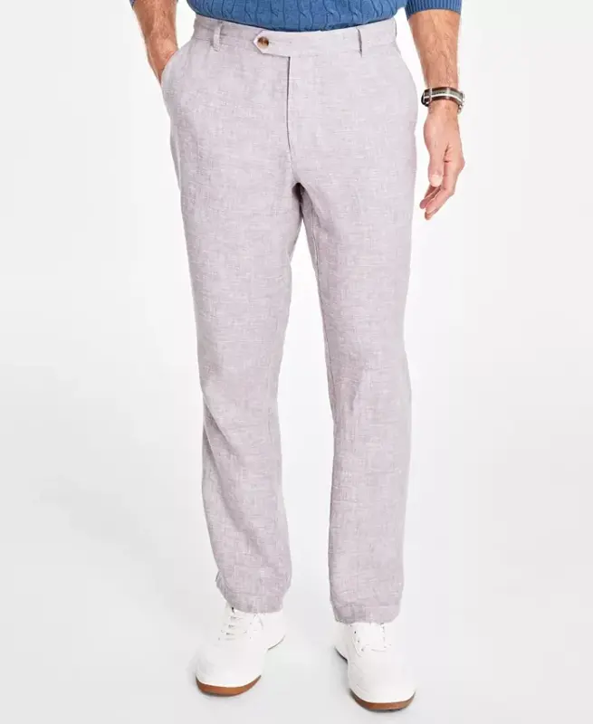 Men's Linen Cross-Dye Pants, Created for Modazone - Grey Slate - 4