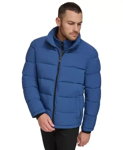 Modazone için Üretilen İç Göğüslük Detaylı Erkek Şişme Mont - Mavi - 6