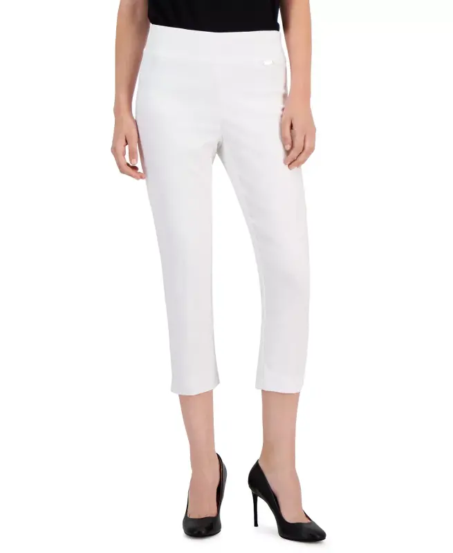 Women's Bengaline Pull-On Capri Pants, Created for Modazone-Bright White - 1