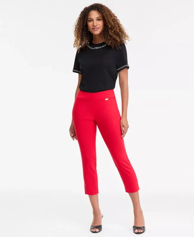 Women's Tummy-Control Pull-On Capri Pants, Created for Modazone-Real Red - 1