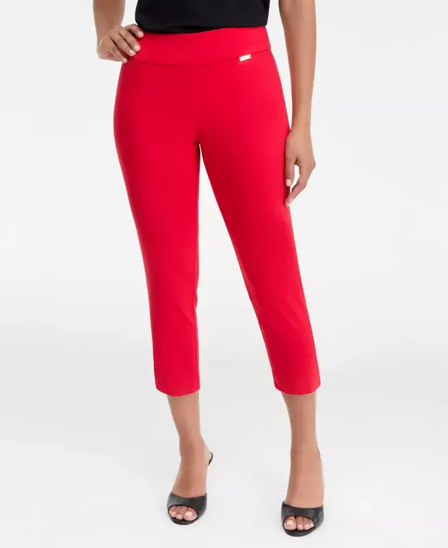 Women's Tummy-Control Pull-On Capri Pants, Created for Modazone-Real Red - 3