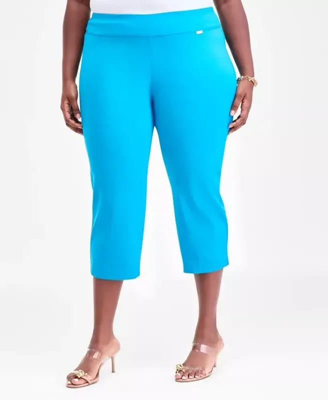 Plus Size Mid-Rise Pull-On Capri Pants, Created for Modazone - Ceramic Teal - 3
