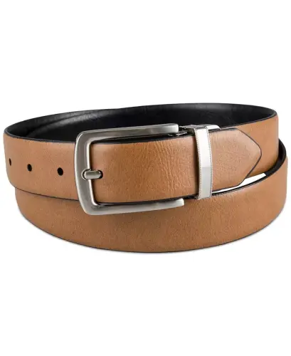 Men's Reversible Dress Belt, Created for Modazone - Tan/ Black - 1