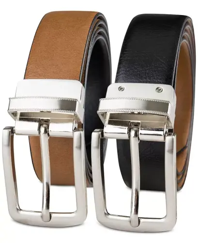 Men's Reversible Dress Belt, Created for Modazone - Tan/ Black - 3