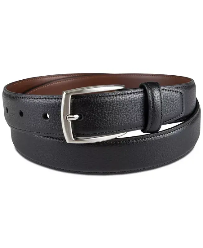 Men's Faux Leather Pebble Grain Stretch Belt, Created for Modazone - CLUB ROOM