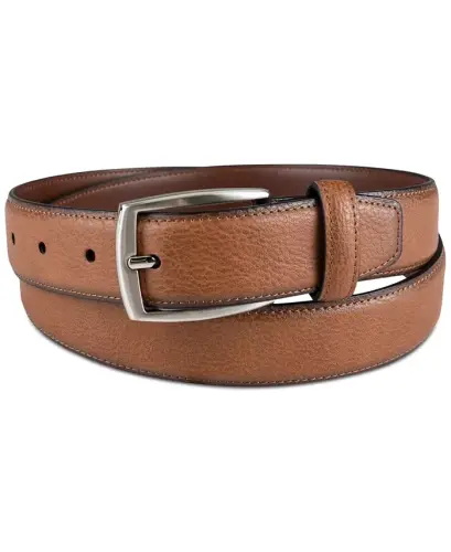 Men's Faux Leather Pebble Grain Stretch Belt, Created for Modazone - Tan 
