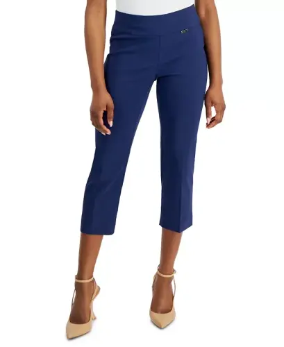 Petite Mid-Rise Straight-Leg Capri Pants, Created for Modazone - Indigo Sea 