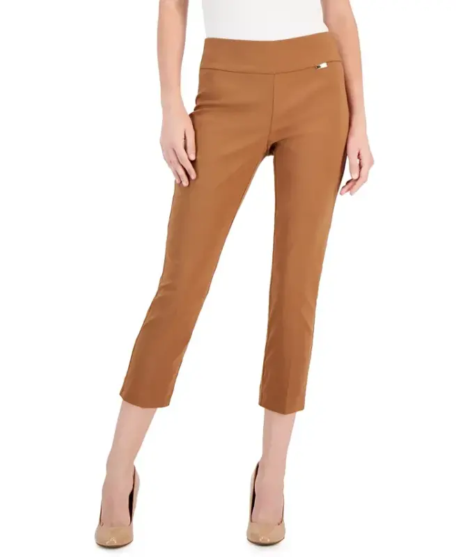 Women's Bengaline Pull-On Capri Pants, Created for Modazone - Brown Saira - 1