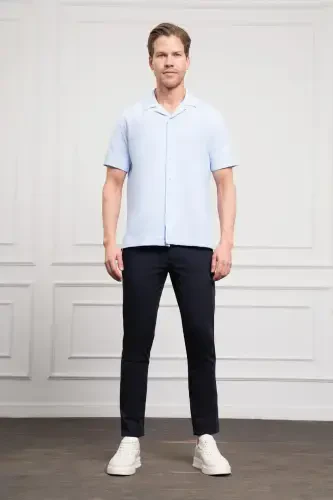 Modazone Men A. BLUE Apache Collar Short Sleeve Shirt - 2