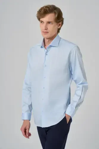 Modazone Men A. BLUE Cotton Trend Dynamic Fit Italian Collar Shirt 