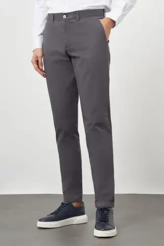 Modazone Men Anthracite Cotton Side Pocket Slim Fit Chino Trousers 