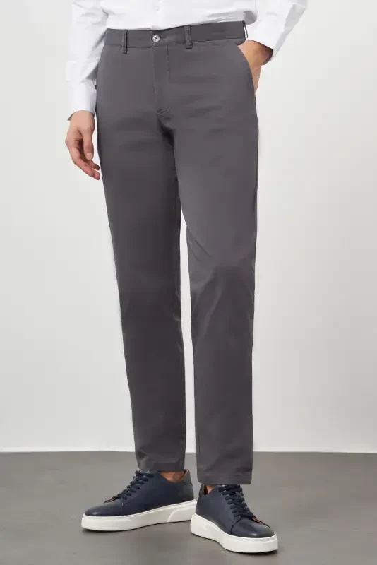 Modazone Men Anthracite Cotton Side Pocket Slim Fit Chino Trousers - 3