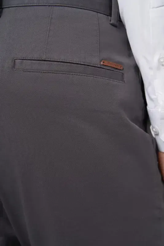 Modazone Men Anthracite Cotton Side Pocket Slim Fit Chino Trousers - 4