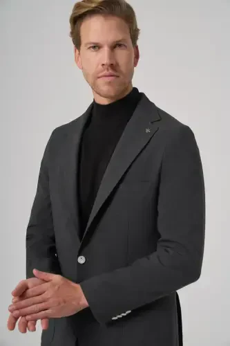 Modazone Men Anthracite Trend Slim Fit Mono Collar Jacket - 3
