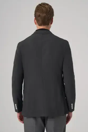 Modazone Men Anthracite Trend Slim Fit Mono Collar Jacket - 5