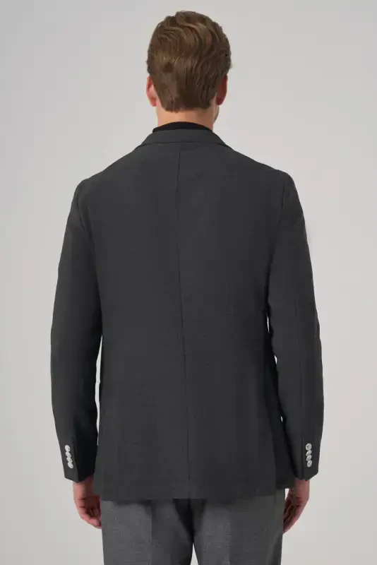 Modazone Men Anthracite Trend Slim Fit Mono Collar Jacket - 5