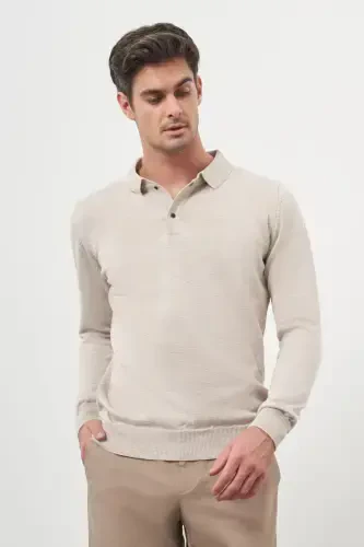 Modazone Men Beige Basic Polo Neck Dynamic Fit Relaxed Fit Knitwear - 3
