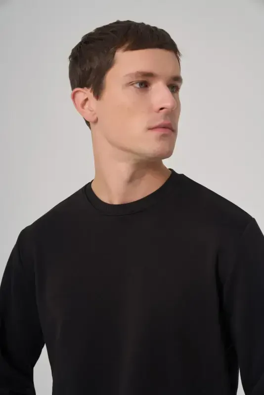 Modazone Men Black Basic Crew Neck Sweatshirt - 3