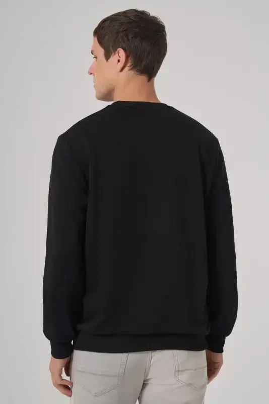 Modazone Men Black Basic Crew Neck Sweatshirt - 5