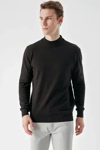 Modazone Men Black Basic Half Turtleneck Dynamic Fit Comfort Fit Knitted Sweater - 3