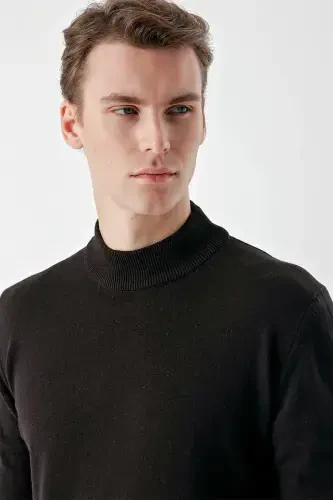 Modazone Men Black Basic Half Turtleneck Dynamic Fit Comfort Fit Knitted Sweater - 4
