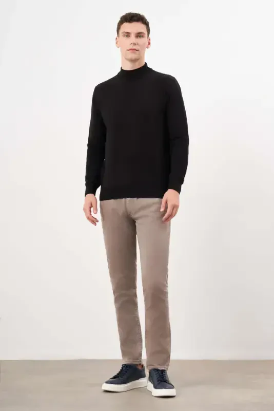 Modazone Men Black Basic Half Turtleneck Dynamic Fit Comfort Fit Knitwear - 4