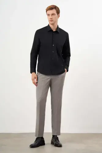 Modazone Men Black Basic Plain Pattern Pocketed Stiff Collar Regular Fit Shirt - 5