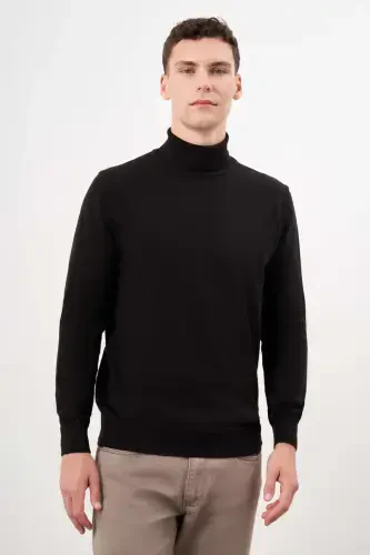 Modazone Men Black Basic Turtleneck Dynamic Fit Comfort Cut Knitwear 