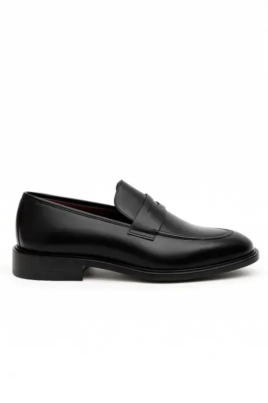 Modazone Men Black Classic Aniline Neolite Sole Belted Shoes - MORVEN