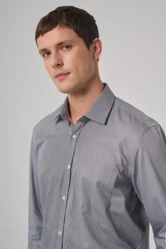 Modazone Men Black Cotton Trend Striped Regular Fit Hard Collar Shirt - 3