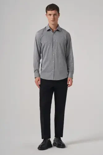 Modazone Men Black Cotton Trend Striped Regular Fit Hard Collar Shirt - 4