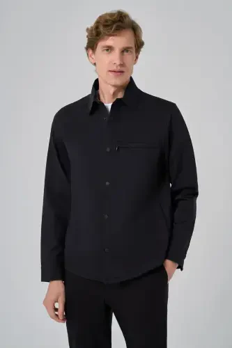 Modazone Men Black Polyamide Snap Fastening Worker Jacket - 1