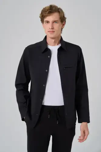 Modazone Men Black Polyamide Snap Fastening Worker Jacket - 2