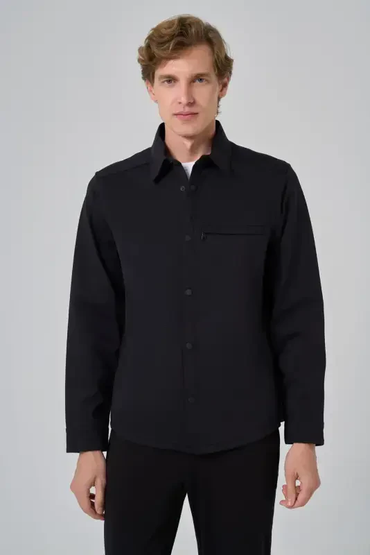 Modazone Men Black Polyamide Snap Fastening Worker Jacket - 3