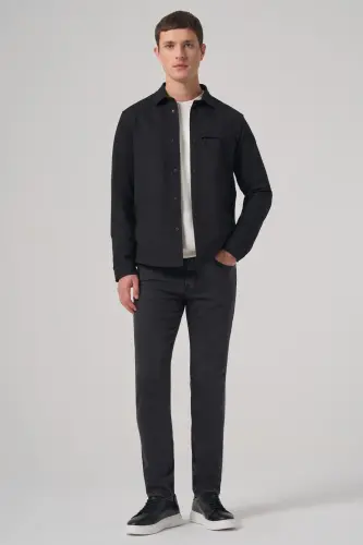 Modazone Men Black Polyviscose Trend Plain Dynamic Fit Worker Shirt Jacket - 4