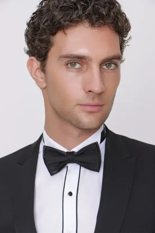 Modazone Men Black Tayga Bow Tie Cummerbund Ceromonia Groom Suit - 6