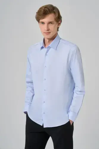 Modazone Men BLUE Dynamic Fit Stiff Collar Shirt 