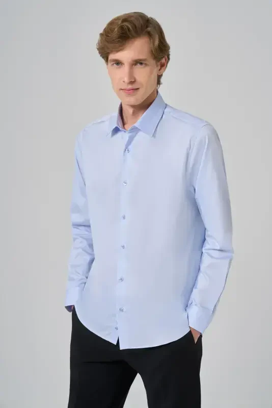 Modazone Men BLUE Dynamic Fit Stiff Collar Shirt - 1