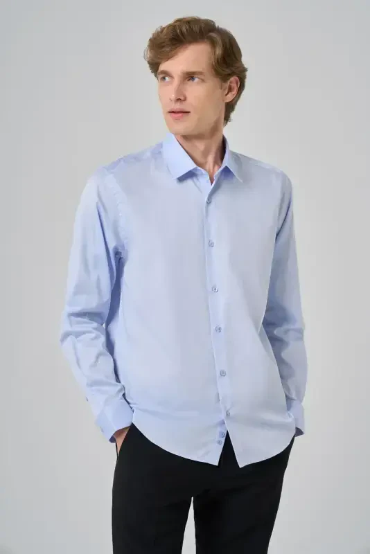 Modazone Men BLUE Dynamic Fit Stiff Collar Shirt - 2