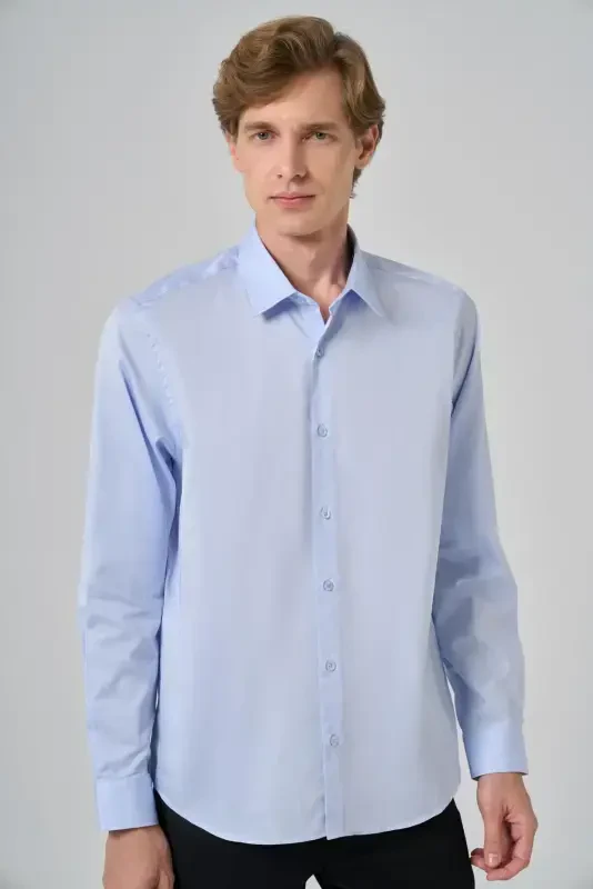 Modazone Men BLUE Dynamic Fit Stiff Collar Shirt - 4