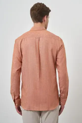 Modazone Men Brick Linen Dynamic Fit Button-Down Collar Shirt - 4
