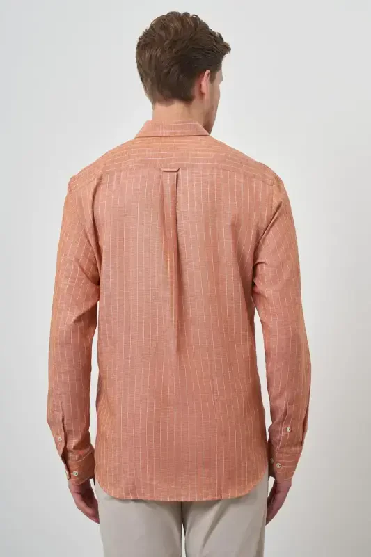 Modazone Men Brick Linen Dynamic Fit Button-Down Collar Shirt - 4