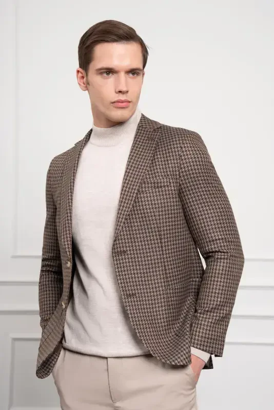 Modazone Men BROWN Woven Slim Fit Narrow Cut Mono Collar Jacket - 3