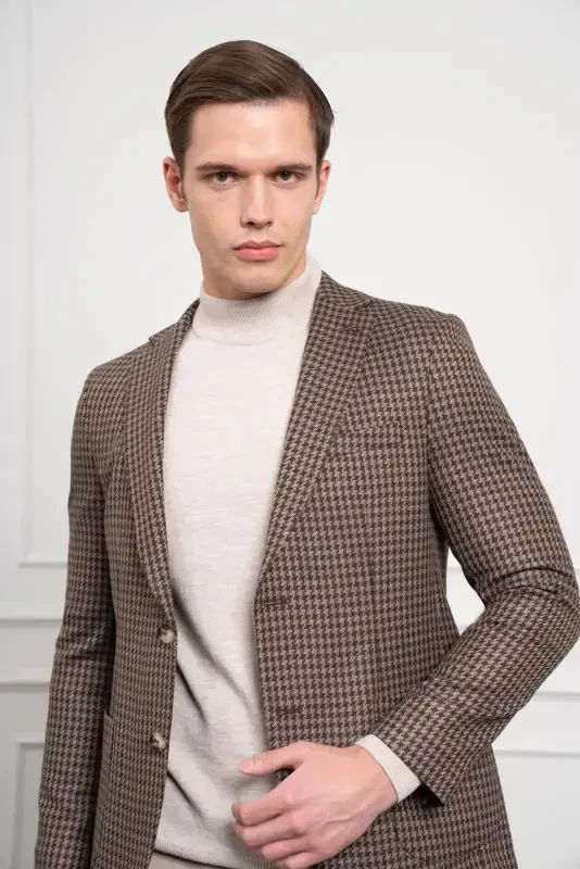 Modazone Men BROWN Woven Slim Fit Narrow Cut Mono Collar Jacket - 4